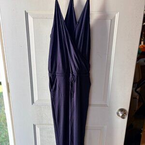 Navy Wrap-Front Jogger Jumpsuit